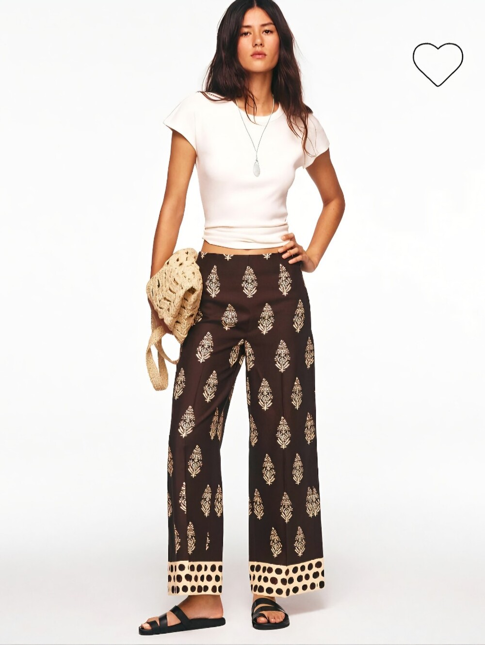 J.Crew Rori pant in cocoa block print Palazzo Sz 6 Smoked Walnut $168 Wide Leg
